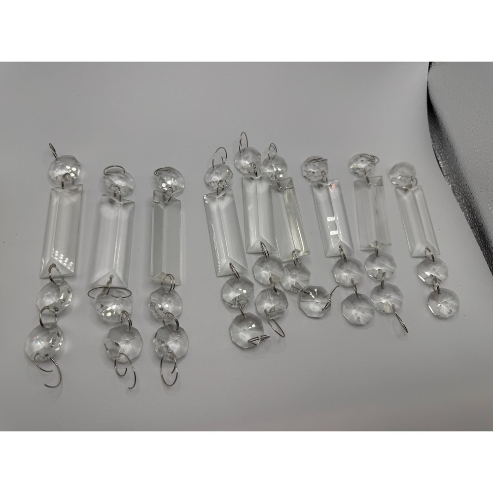 10pc Clear Glass Chandelier Crystal Prisms Rectangular Drop Faceted Beads 5.5"